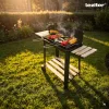 Téglalap alakú görgős faszenes grill