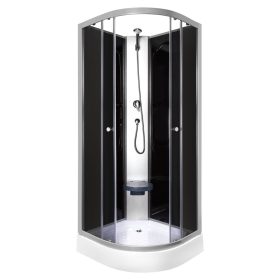 Evora Black 90 hátfalas zuhanykabin zuhanytálcával, 90x90x205 cm