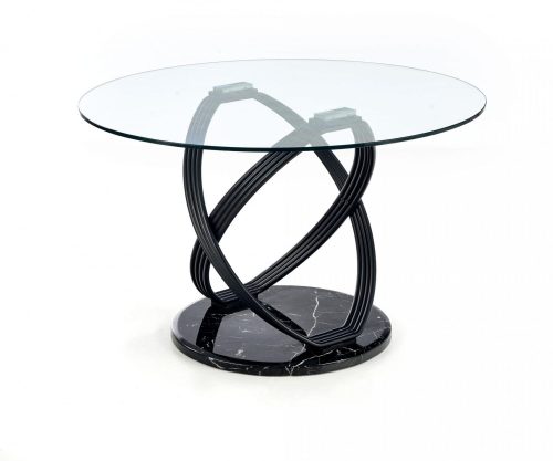 Optico üvegasztal, átlátszó-fekete, 122cm
