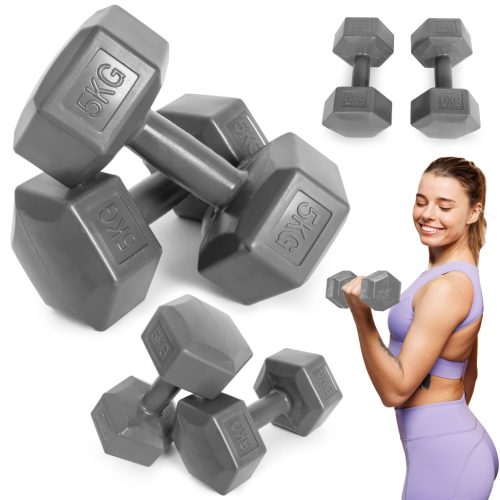 Hex súlyzó szett 2x5 kg szürke
