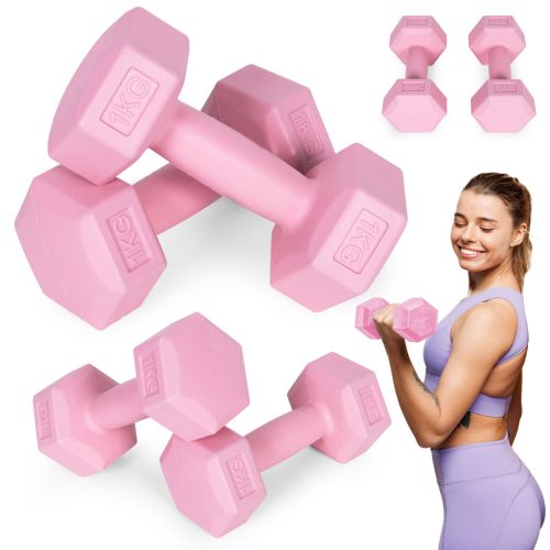 Hex súlyzó szett 2x1 kg rózsaszín