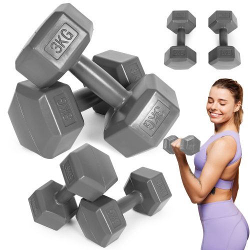 Hex súlyzó szett 2x3 kg szürke