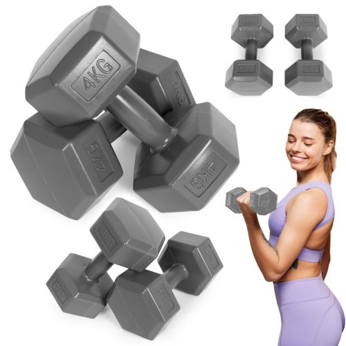 Hex súlyzó szett 2x4 kg szürke
