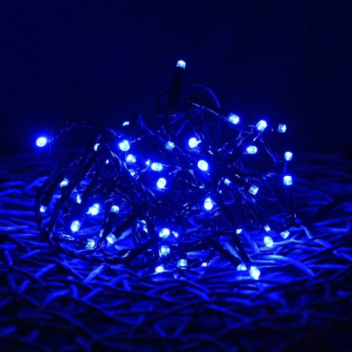 LED kék fényfüzér 8 programos vezérlővel (fekete kábel)