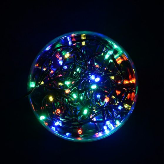 LED többszínű fényfüzér 8 programos vezérlővel (fekete kábel)