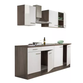 Yorki 210 konyhabútor yorki tölgy korpusz,selyemfényű fehér fronttal