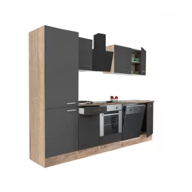 Yorki 280 konyhabútor sonoma tölgy korpusz,selyemfényű antracit front alsó sütős elemmel polcos szekrénnyel