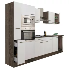 Yorki 300 konyhabútor yorki tölgy korpusz,selyemfényű fehér fronttal