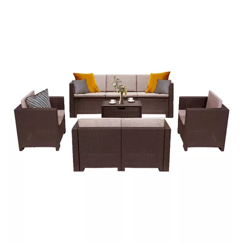 City Large 7 személyes kerti bútor garnitúra barna