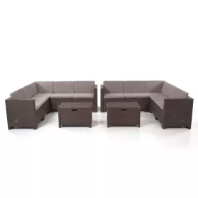 City Large 10 személyes sarok kerti bútor garnitúra barna