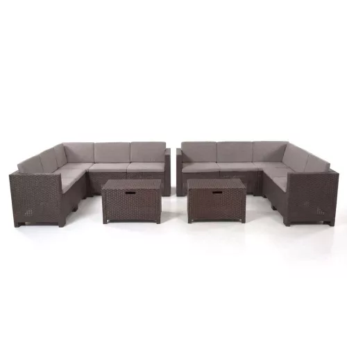 City Large 10 személyes sarok kerti bútor garnitúra barna