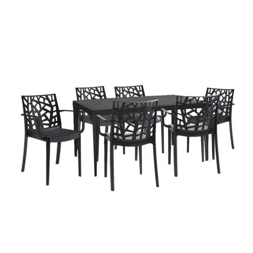 Odini 6+1 karfás kerti bútor garnitúra szett grafit