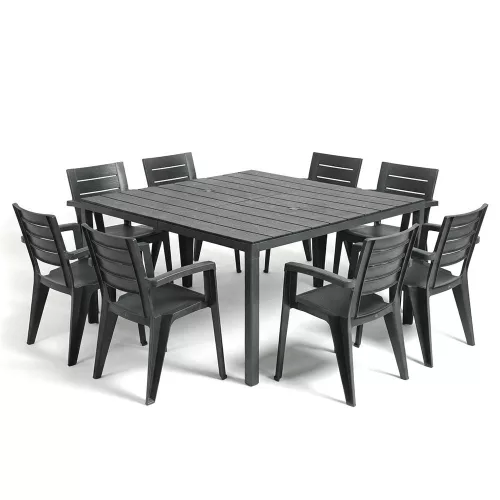 Rava 8+1 kerti bútor garnitúra szett grafit
