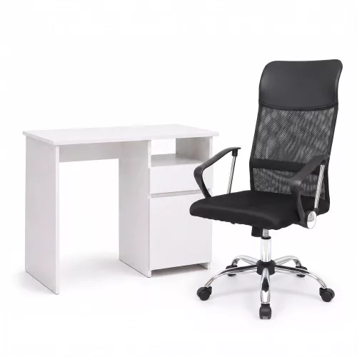 Family Pro íróasztal szett 100x50x74 cm Fit forgószékkel fehér-fekete