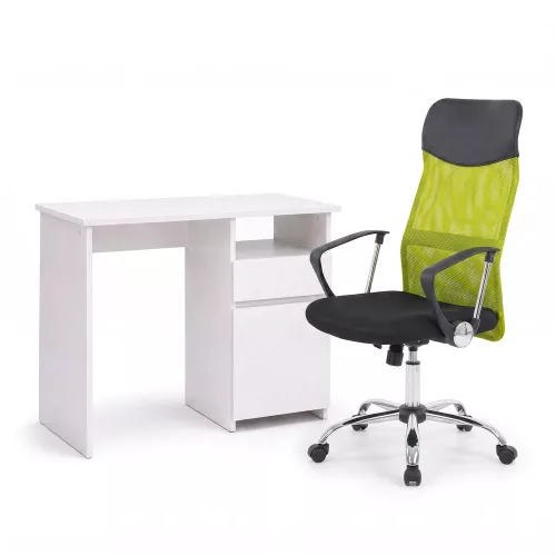Family Pro íróasztal szett 100x50x74 cm Fit forgószékkel fehér-zöld