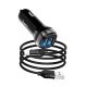 HOCO Z40 autós töltő 2 USB aljzat 12W, gyorstöltő, LED jelzés + lightning kábel FEKETE