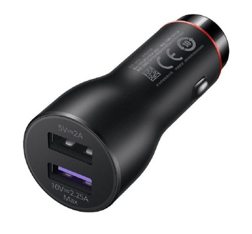 HUAWEI autós töltő 2 USB aljzat 22.5W, gyorstöltő FEKETE