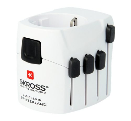 SKROSS PRO utazó töltő 240V/6.3A, EU2 pin, EU3 - IT, US, UK, CH, CN, földelt FEHÉR