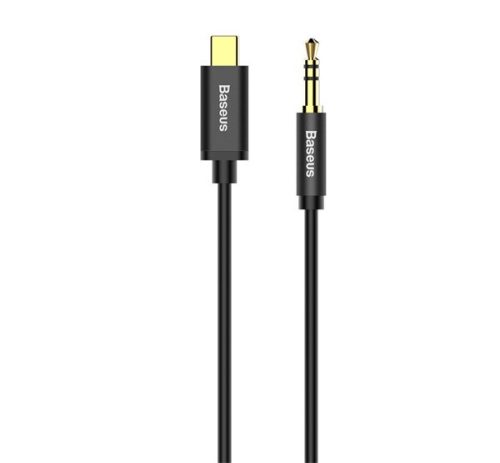 BASEUS M01 audió kábel 3.5mm - Type-C, 3 pólusú jack csatlakozó, 120cm, AUX FEKETE