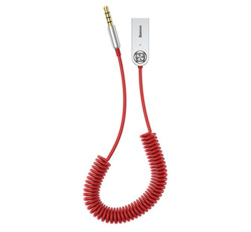 BASEUS bluetooth audió adapter kábel USB, v5.0, 3.5mm jack, 120cm, AUX, spirálkábel PIROS