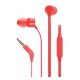 JBL T110 fülhallgató SZTEREO 3.5mm jack, felvevő gomb, lapos kábel PIROS