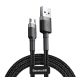 BASEUS CAFULE adatkábel USB - microUSB, 2A, gyorstöltő, 300cm, cipőfűző SZÜRKE/FEKETE