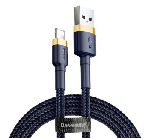 BASEUS CAFULE adatkábel USB - lightning, 1.5A, gyorstöltő 3.0, 200cm, cipőfűző SÖTÉTKÉK