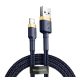 BASEUS CAFULE adatkábel USB - lightning, 1.5A, gyorstöltő 3.0, 200cm, cipőfűző SÖTÉTKÉK
