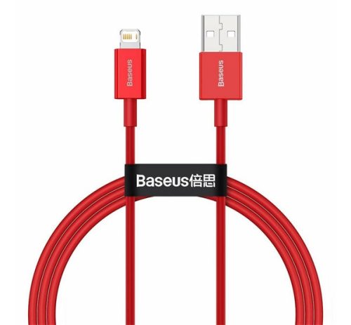 BASEUS SUPERIOR adatkábel USB - lightning, 2.4A, PD gyorstöltő, 100cm, törésgátló PIROS