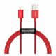 BASEUS SUPERIOR adatkábel USB - lightning, 2.4A, PD gyorstöltő, 100cm, törésgátló PIROS