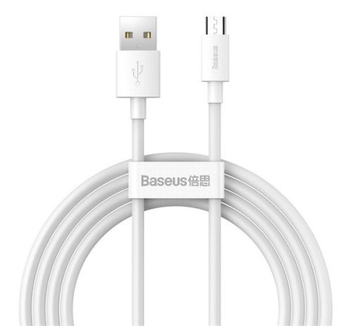 BASEUS WISDOM adatkábel 2db USB - microUSB, 2.1A, gyorstöltő, 150cm FEHÉR