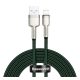 BASEUS CAFULE adatkábel USB - lightning, 2.4A, gyorstöltő, 200cm, cipőfűző SÖTÉTZÖLD