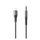 AWEI CL-116L audió kábel 3.5mm jack - lightning, 100cm, cipőfűző FEKETE