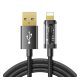 JOYROOM adatkábel USB - lightning, 2.4A, 20W, PD gyorstöltő, 200cm, cipőfűző FEKETE