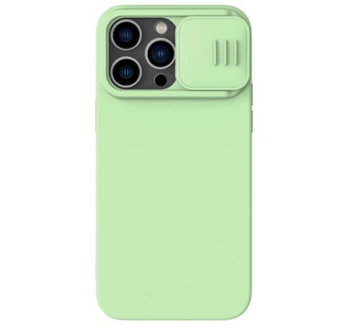 NILLKIN CAMSHIELD SILKY MAGNETIC szilikon telefonvédő plüss belső, kameravédő, környezetbarát, MagSafe VILÁGOSZÖLD