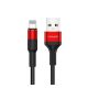 USAMS U5 adatkábel USB - lightning, 2A, gyorstöltő, 120cm, cipőfűző PIROS