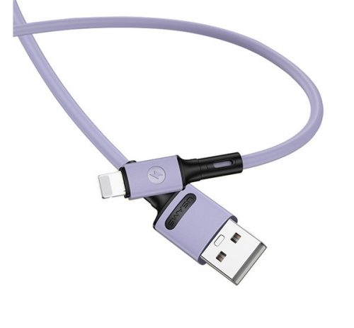 USAMS U52 adatkábel USB - lightning, 2A, gyorstöltő, 100cm, törésgátló LILA