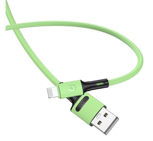 USAMS U52 adatkábel USB - lightning, 2A, gyorstöltő, 100cm, törésgátló VILÁGOSZÖLD