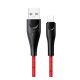 USAMS U41 adatkábel USB - lightning, 2A, gyorstöltő, 200cm, törésgátló, cipőfűző PIROS