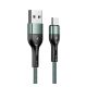 USAMS U55 adatkábel USB - microUSB, 2A, gyorstöltő, 100cm, cipőfűző SÖTÉTZÖLD