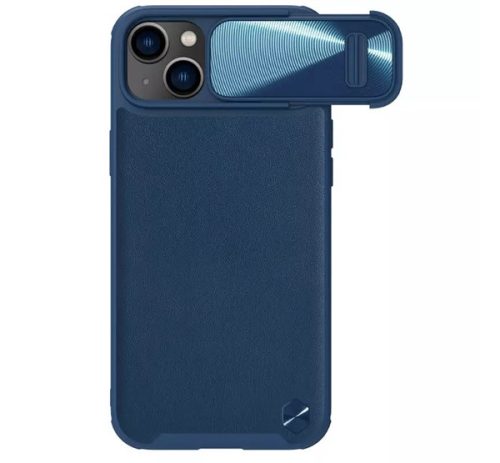 NILLKIN CAMSHIELD LEATHER műanyag telefonvédő ütésállóság, ECO bőr hatású, kameravédő SÖTÉTKÉK