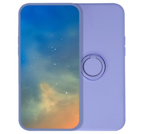 Szilikon telefonvédő tartógyűrű, mikrofiber plüss belső, mágneses, kameravédő LILA