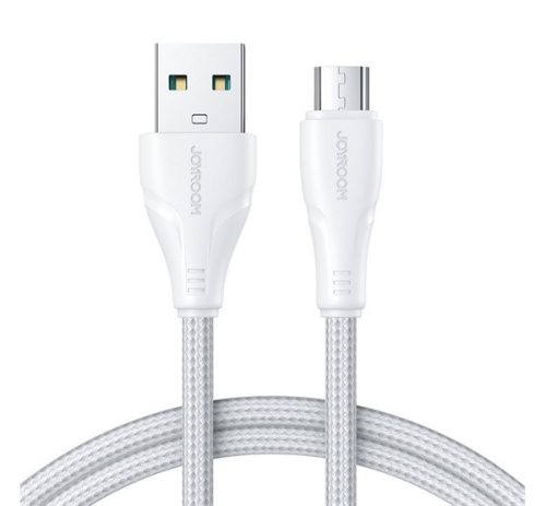 JOYROOM SURPASS adatkábel USB - microUSB, 2.4A, gyorstöltő, 200cm, törésgátló FEHÉR