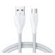 JOYROOM SURPASS adatkábel USB - microUSB, 2.4A, gyorstöltő, 200cm, törésgátló FEHÉR