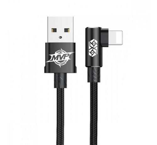 BASEUS MVP adatkábel USB - lightning, 1.5A, gyorstöltő, 200cm, 90 fokos FEKETE