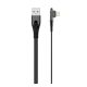 LDNIO LS581 adatkábel USB - lightning, 2.4A, 100cm, lapos kábel, 90 fokos FEKETE