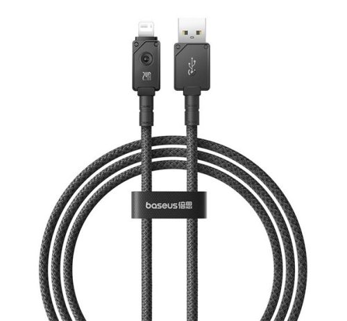 BASEUS UNBREAKABLE adatkábel USB - lightning, 2.4A, gyorstöltő, 100cm, cipőfűző FEKETE