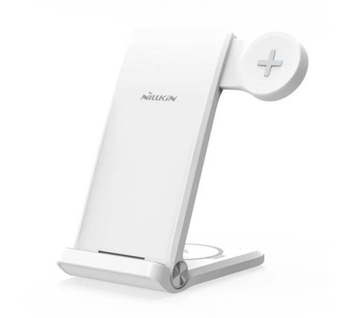 NILLKIN POWERTRIO asztali töltőállvány 3in1 15W, wireless, Samsung Watch töltő FEHÉR