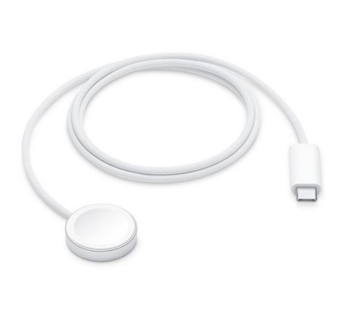 APPLE asztali töltő Type-C,  wireless, gyorstöltő, 100cm, textil, MX2H2ZM/A utód, Apple Watch töltő FEHÉR