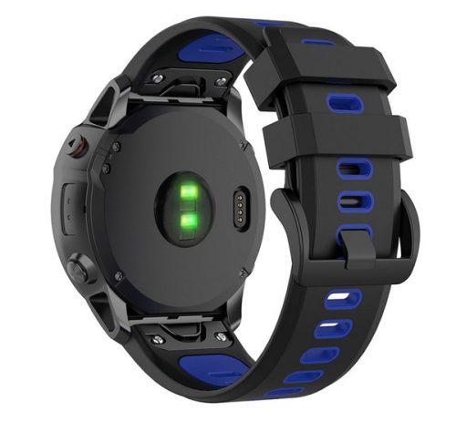 Pótszíj egyedi méret, 20mm, szilikon, fekete csat, QuickFit csatlakozás FEKETE/SÖTÉTKÉK